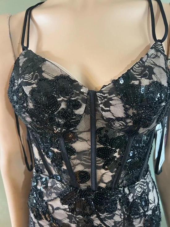 BLONDIE NITES DEBBIE" LONG SEQUIN CORSET TRUMPET GOWN SIZE 1 NWT - Picture 10 of 14